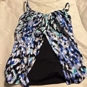 Miraclesuit Madagascar Mixology Tankini Top  Swimsuit Size 10‎ Drape Front